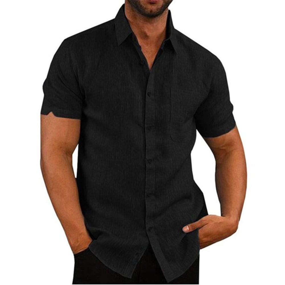  Showlu Fashion Store 0 Black / US S 50-60 KG Summer Essential Cotton Linen Shirt