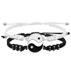 Showlu Fashion Store 0 Black White 2022 New Best Friend Bracelets for 2 Matching Yin Yang Adjustable Cord Bracelet for Bff Friendship Relationship Boyfriend Girlfr