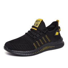 Showlu Fashion Store 0 Black Yellow / 39(25.0cm) Fashion Men Sneakers Mesh Casual Shoes Lac-up Breathable Lightweight Walking Sneakers Men Shoes Plus Size Summer Tenis Shoes