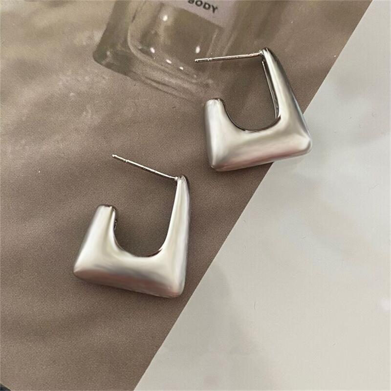 Showlu Fashion Store 0 Black Zinc Plated Retro Minimalist Square Earrings Irregular Stud Earrings New Exaggerated Cold Wind Fashion Earring for Women Opening Accessories