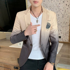 Showlu Fashion Store 0 Blazer Fot Men Spring New Male Gradient Suit Jacket Masculino Korean Style Slim Fit Casual Men Fashion Trend Dress Jacket