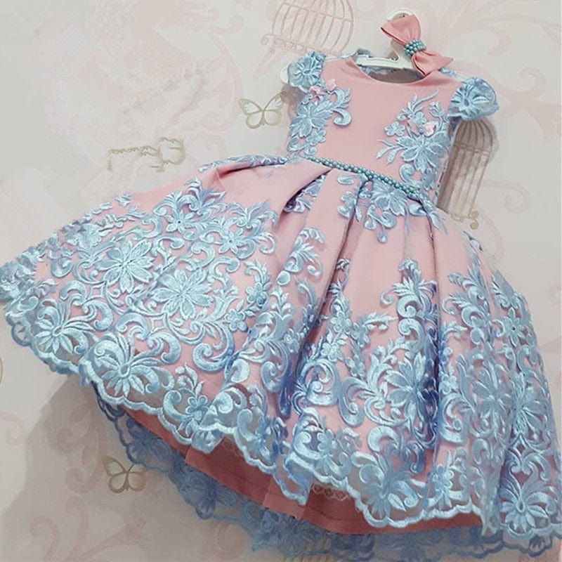 Showlu Fashion Store 0 blue 02 / 4T Summer Girl Dress Birthday Party Princess Dress Children  Polka Dots Gown Flower Girl Wedding Tutu Fluffy Dresses Vestidos