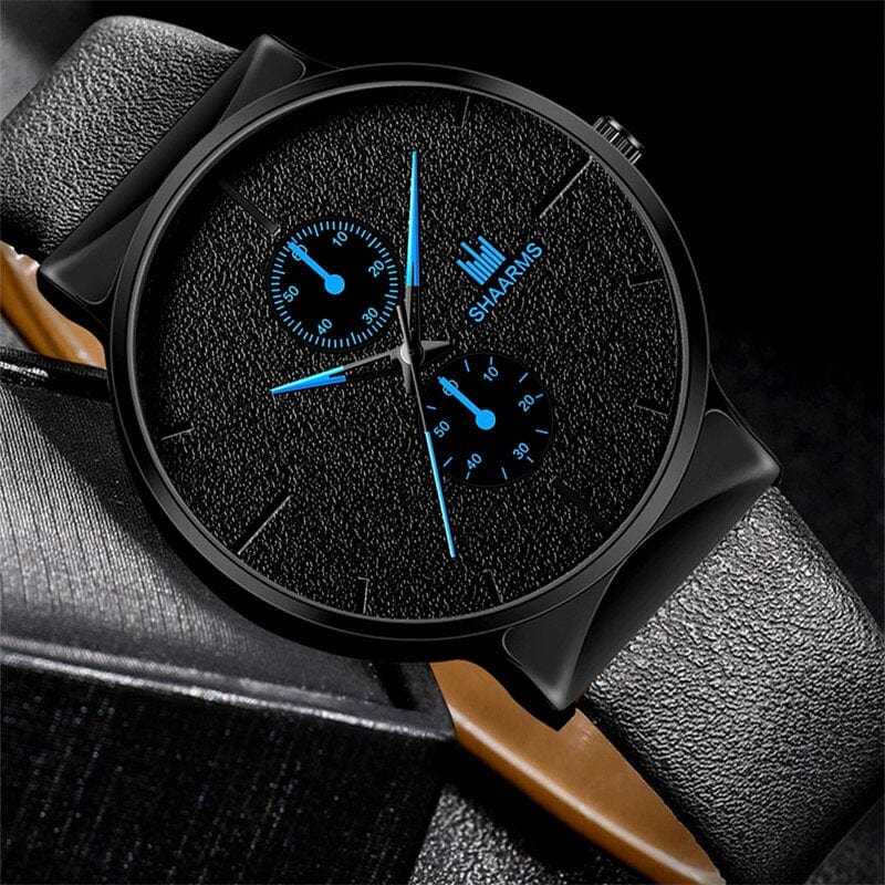 Showlu Fashion Store 0 Blue 2pcs Set Fashion Mens Sports Watches Man Business Quartz Wristwatch Luxury Men Casual Clock Watch Relogio Masculino