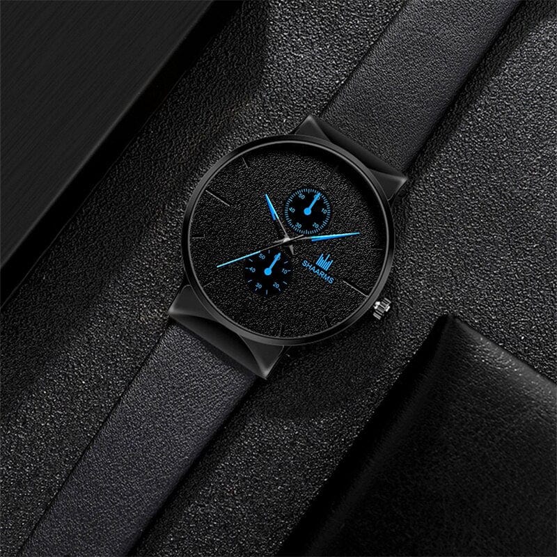 Showlu Fashion Store 0 Blue 2pcs Set Fashion Mens Sports Watches Man Business Quartz Wristwatch Luxury Men Casual Clock Watch Relogio Masculino