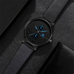 Showlu Fashion Store 0 Blue 2pcs Set Fashion Mens Sports Watches Man Business Quartz Wristwatch Luxury Men Casual Clock Watch Relogio Masculino