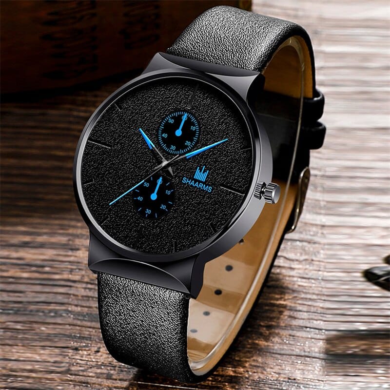 Showlu Fashion Store 0 Blue 2pcs Set Fashion Mens Sports Watches Man Business Quartz Wristwatch Luxury Men Casual Clock Watch Relogio Masculino