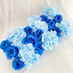 Showlu Fashion Store 0 Blue rose Luxury Wedding Road Cited Flowers Rose Peony Hydrangea Mix DIY Arched Door Flower Row Window T Station Wedding Decoration