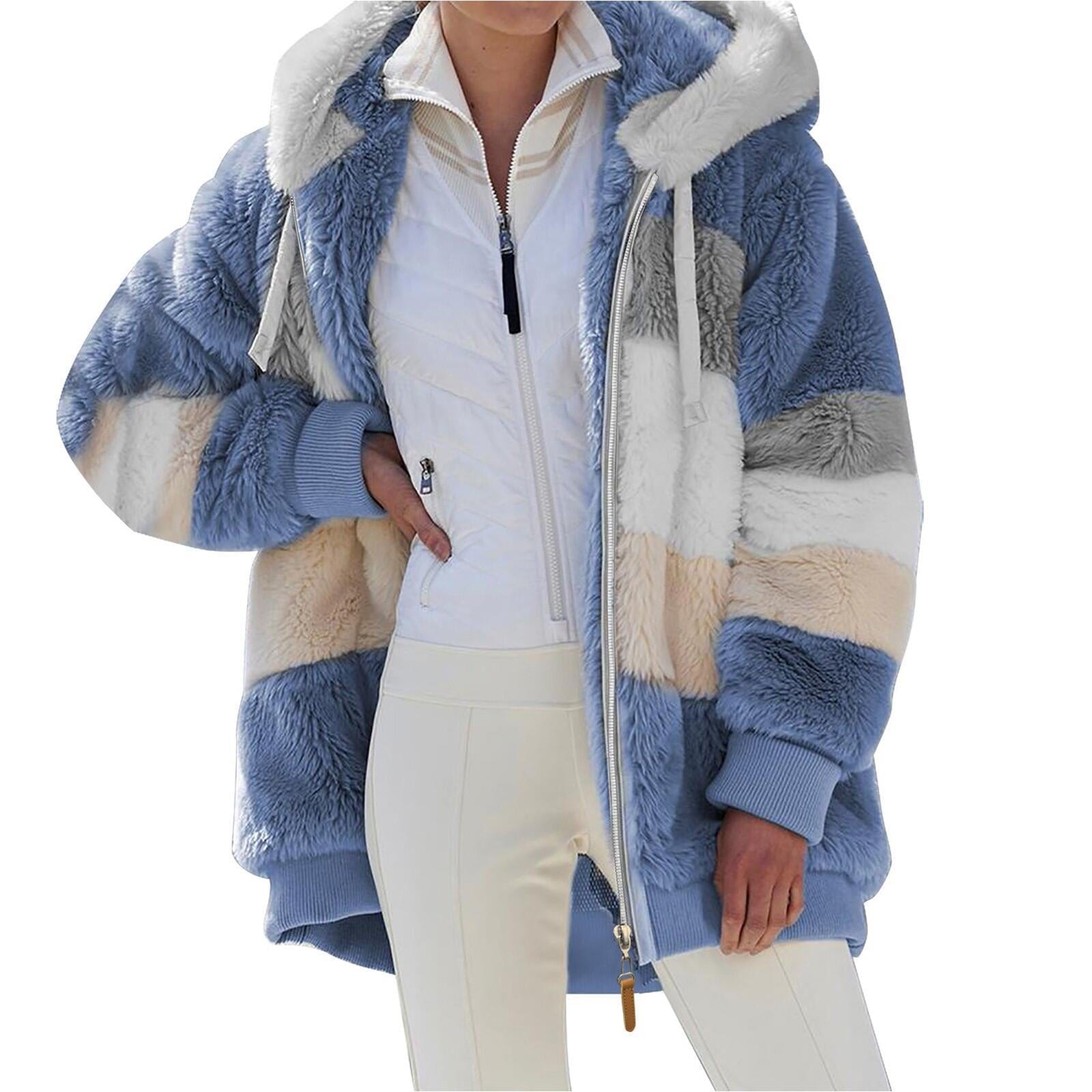  Showlu Fashion Store 0 Blue / XXXL Winter Coat for Women Oversize Long Teddy Bear Coat Warm Thickening Fleece Faux Fur Coats Winter Jacket Women Long Sleeve Top