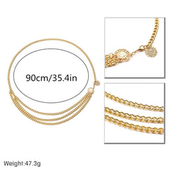 Showlu Fashion Store 0 Boho Sexy Sunflower Queen Head Coin Tassel Pendant Waist Belly Belt Chain Women Summer Bikini Rave Body Jewelry Y2K Accessories