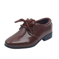 Showlu Fashion Store 0 brown / CN 21 Inner(15.5cm) ULKNN Boys&#39; Leather Shoes 2023 Spring Autumn New Kid&#39;s Lace-up Children&#39;s Single Shoes Students Black Performance Shoes 98