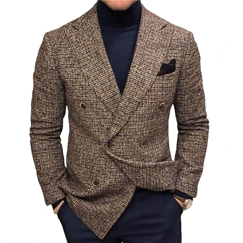 Showlu Fashion Store 0 Brown / S New Fashion Men's Blazer Cotton Slim Korea Style Suit Blazer-Masculino Male Suits Jacket Blazers Men Clothing Plus Size 4XL