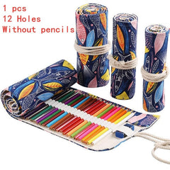 Showlu Fashion Store 0 C-12 Holes 12/24/36/48/72 Hole Colorful Cloth Pencil Case Stationery Cosmetic Pencil Storage Bag Pencil roll School Supplies 050045