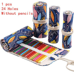 Showlu Fashion Store 0 C-24 Holes 12/24/36/48/72 Hole Colorful Cloth Pencil Case Stationery Cosmetic Pencil Storage Bag Pencil roll School Supplies 050045