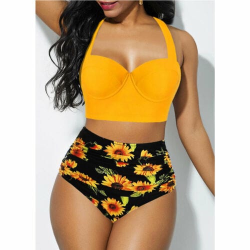 Showlu Fashion Store 0 C / S Floral High-Waist Push-Up Bikini Set