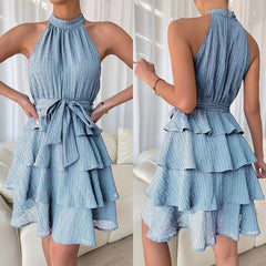 Showlu Fashion Store 0 Charming Halter Neck Ruffle Dress