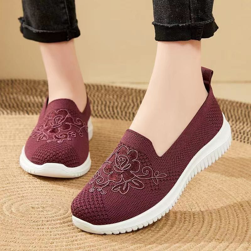 Showlu Fashion Store 0 Cheap Mom Summer Mesh Knitting Sneakers Women Breathable Mary Janes Shoes Non-slip Ladies Casual Nurse Office Shoes Ballet Flats