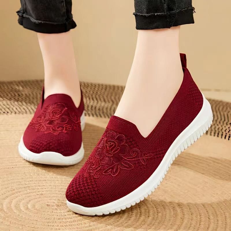 Showlu Fashion Store 0 Cheap Mom Summer Mesh Knitting Sneakers Women Breathable Mary Janes Shoes Non-slip Ladies Casual Nurse Office Shoes Ballet Flats