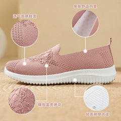 Showlu Fashion Store 0 Cheap Mom Summer Mesh Knitting Sneakers Women Breathable Mary Janes Shoes Non-slip Ladies Casual Nurse Office Shoes Ballet Flats