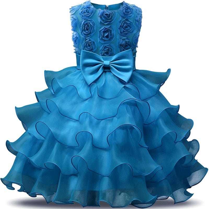 Showlu Fashion Store 0 Children Luxury Party Formal Dress For Wedding Birthday Kids Christmas Ceremonies Dresses For Girls Lace Tutu Flower Girls Dress