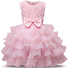 Showlu Fashion Store 0 Children Luxury Party Formal Dress For Wedding Birthday Kids Christmas Ceremonies Dresses For Girls Lace Tutu Flower Girls Dress