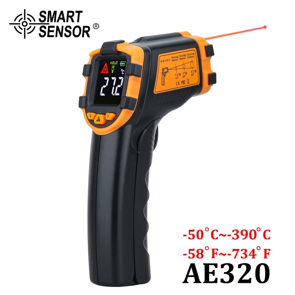 Showlu Fashion Store 0 China / AE320 Digital Infrared Thermometer Laser Temperature Meter Non-contact Pyrometer Imager Hygrometer IR Termometro Color LCD Light Alarm