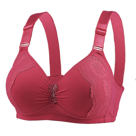 Showlu Fashion Store 0 claret / One Size / 42 95C Push Up Bras for Women Large Size Full Cup Adjustment Wireless Lace Seamless Bralette Soutien Gorge Femme Lenceria Femenina