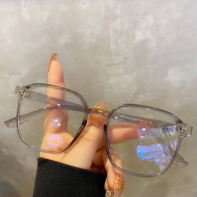 Showlu Fashion Store 0 CN / Gray Square polygon Frame Plain glasses blue membrane Glasses all can match Men Women Fashion glasses lenses Blocking Glasses Eyewear