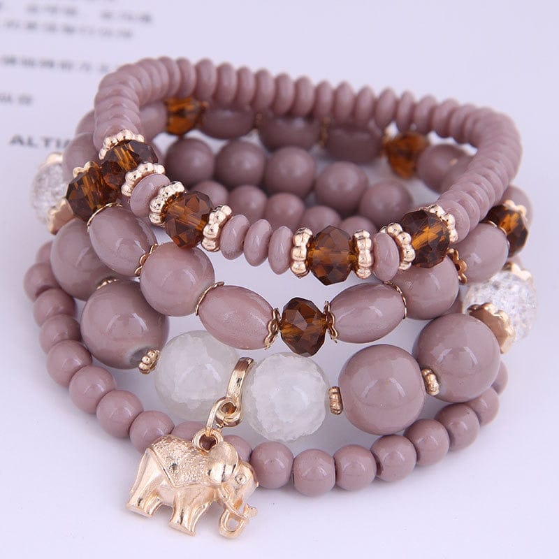 Showlu Fashion Store 0 coffee-elephant DIEZI Korean Bohemian Multicolor Crystal Beads Rope Bracelets For Women Girls Ethnic Heart Charm Wrap Bracelet Pulseira Feminina