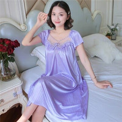 Showlu Fashion Store 0 color 16 / M XXXXL Ladies Women Satin Sexy Lingerie Lace Fancy Nightshirts Elegant Chemise Sleepwear Night Baby Doll Underwear Sleepwear