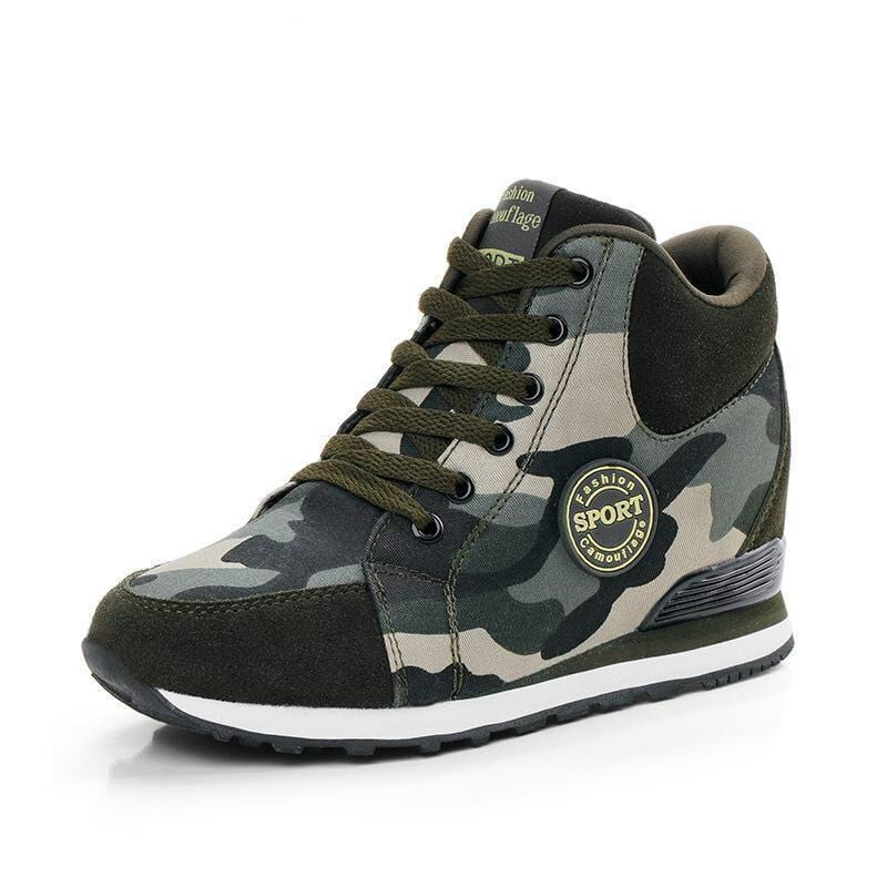 Showlu Fashion Store 0 comemore 2021 Spring High Top Wedge Platform Sneakers Women Casual Shoes Hidden Heels Ladies Sneakers Camouflage Basket Femme 42