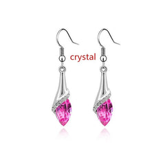 Showlu Fashion Store 0 crystal Delysia King Women Fashion Chic Shiny Water Drop Ear Dangler Trendy Gemstone Crystal Tassel Elegant Bridesmaid Earrings