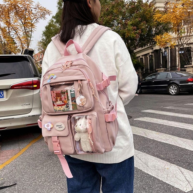 Showlu Fashion Store 0 Cute Women Backpacks Waterproof Multi-Pocket Nylon School Backpack for Student Female Girls Kawaii Laptop Book Pack Mochilas