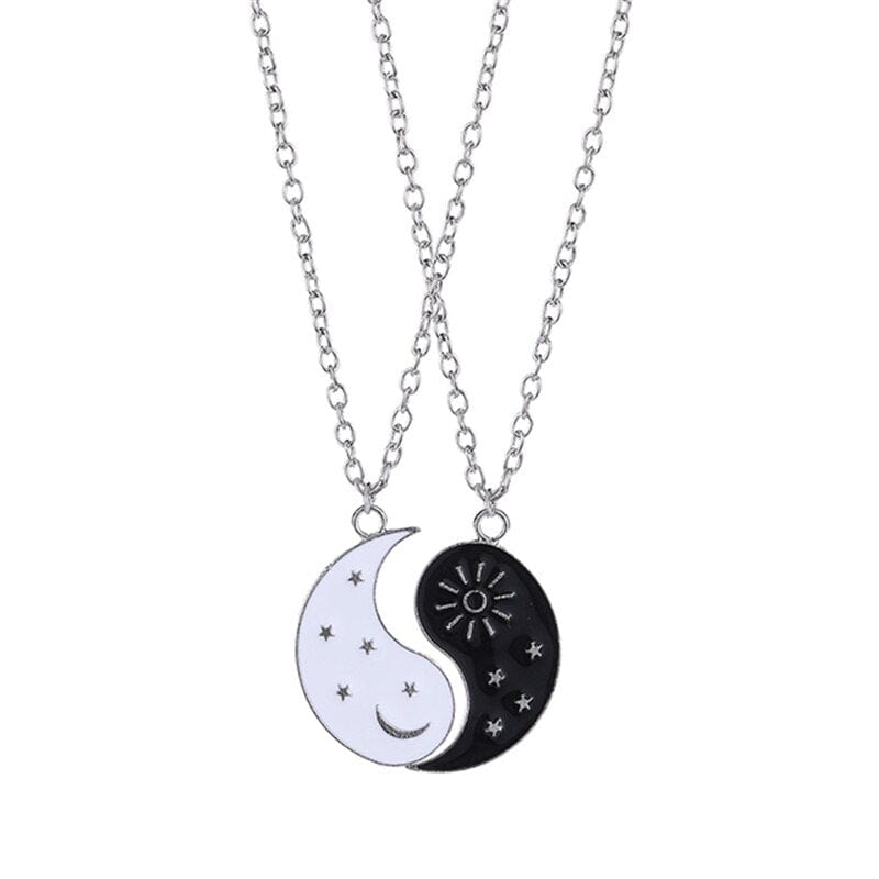 Showlu Fashion Store 0 D Hot Selling Yin And Yang Stitching Alloy Two Petals Pisces Couple Pendant Necklace Fashion Jewelry Accessories Birthday Gift