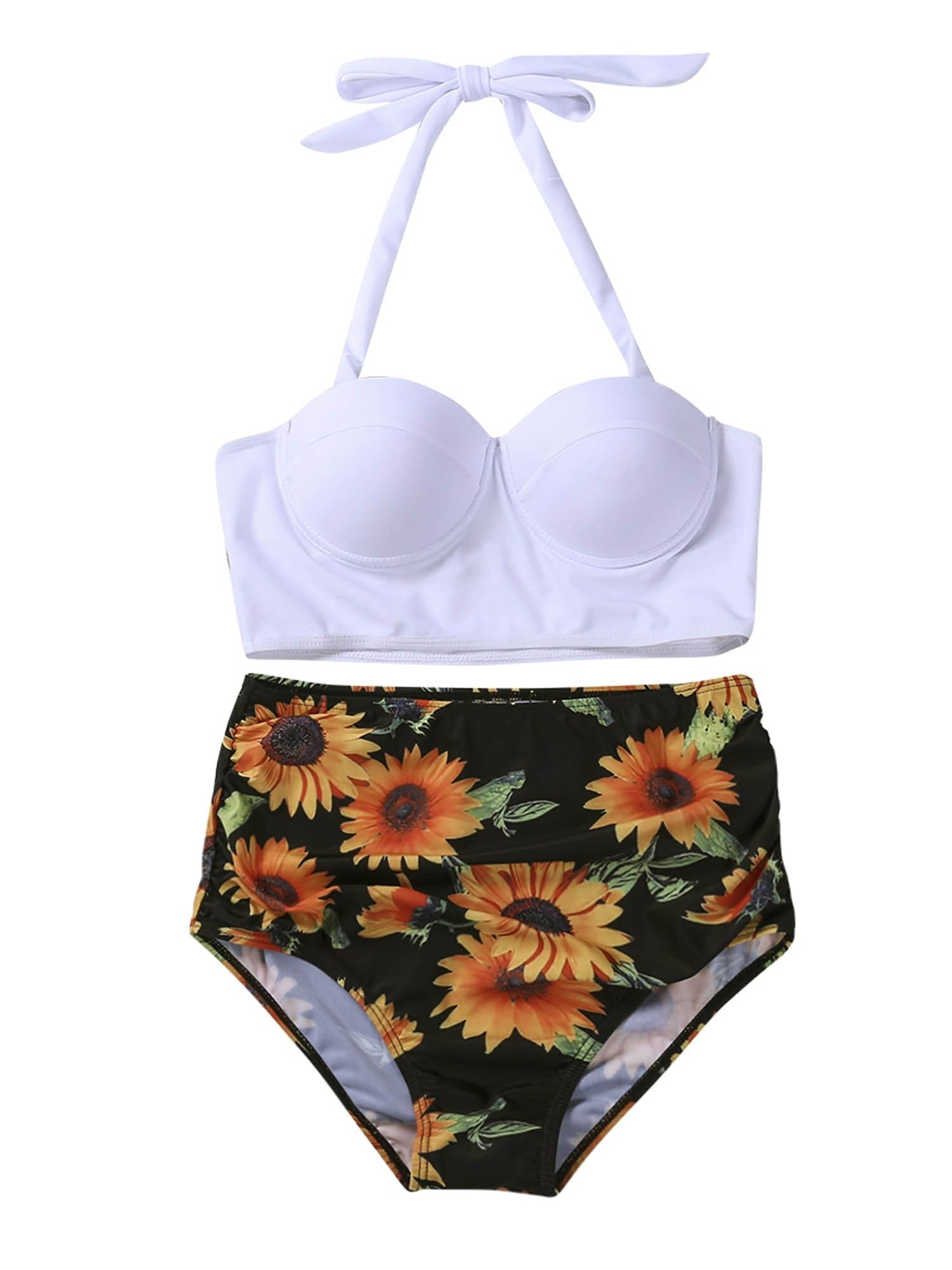 Showlu Fashion Store 0 D / XXL Floral High-Waist Push-Up Bikini Set