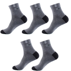 Showlu Fashion Store 0 dak grey 5Pairs Men Bamboo Fiber Autumn Winter Men Socks Breathable Cotton Sports Sock Breathable Deodorant Business Socks Size 37-45