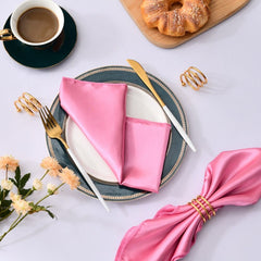 Showlu Fashion Store 0 Deep Pink 50 Pcs Satin Table Napkins 12x12inches Square Dinner Napkins Washable Soft Table Napkins for Wedding Birthday Parties Decoration