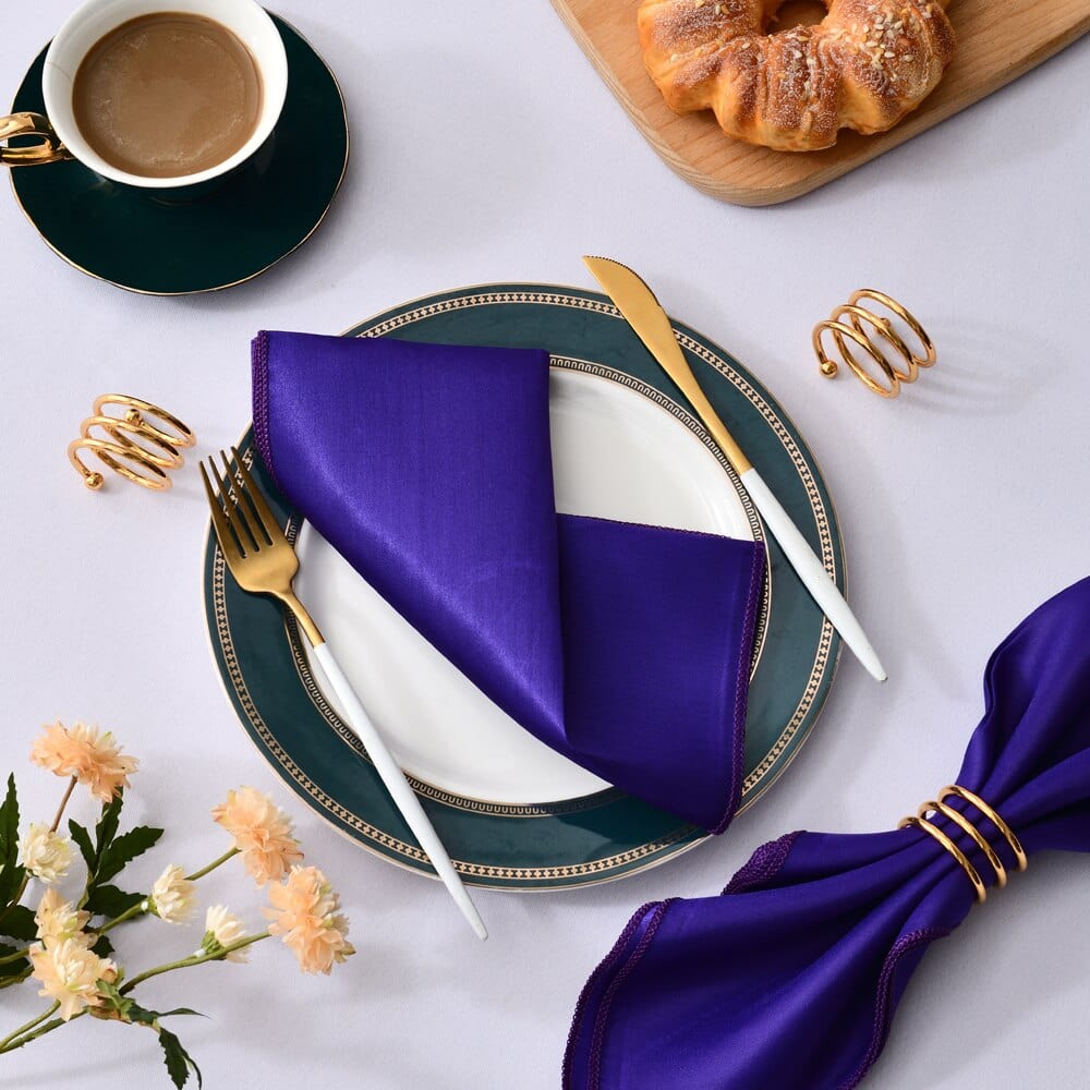 Showlu Fashion Store 0 Deep Purple 50 Pcs Satin Table Napkins 12x12inches Square Dinner Napkins Washable Soft Table Napkins for Wedding Birthday Parties Decoration