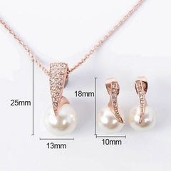 Showlu Fashion Store 0 Delysia King 3pcs Women Trendy Pearl Earrings Necklace Jewelry Set Superior Quality Rhinestones Bride Party Earring