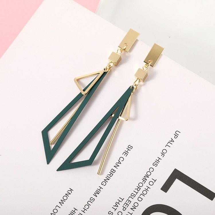 Showlu Fashion Store 0 e805lv 2020 Korean Long Statement Geometric Triangle Tassel Dangle Drop Earrings For Women Earrings Fashion Jewelry Oorbellen Brincos