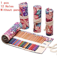 Showlu Fashion Store 0 F-12 Holes 12/24/36/48/72 Hole Colorful Cloth Pencil Case Stationery Cosmetic Pencil Storage Bag Pencil roll School Supplies 050045