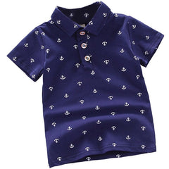 Showlu Fashion Store 0 F / 12M / China New Baby Kids Boys Fashion Breathable Print Short Sleeve Lapel Collar Cotton Shirt