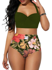 Showlu Fashion Store 0 F / S Floral High-Waist Push-Up Bikini Set