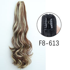 Showlu Fashion Store 0 F8-613 / 24inches-60cm / China Synthetic Long Straight Claw Clip On Ponytail Hair Extensions 24Inch Heat Resistant Pony Tail Hair piece For Women Daily Party