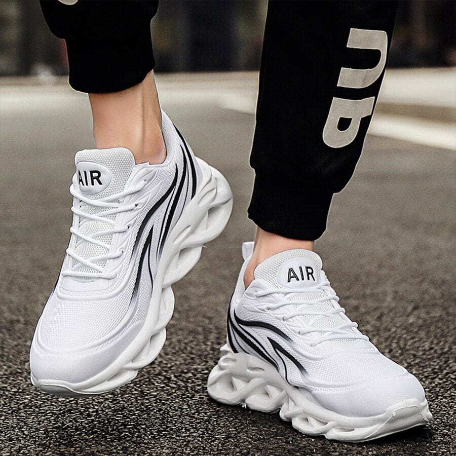 Showlu Fashion Store 0 Fashion Running Shoes Men Flame Printed Sneakers Knit Athletic Sports Blade Cushioning Jogging Trainers Lightweight