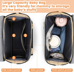 Showlu Fashion Store 0 Fashionable Mommy Bag Folding Baby Bed Mother Large Capacity Portable Milk Bottle Diaper Double Shoulder Mom's Bag