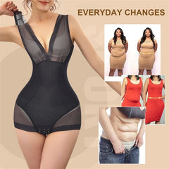 Showlu Fashion Store 0 Flarixa Sexy Mesh Shapewear Women Bodysuit Push Up Bra Redress Tank Top Waist Trainer Tummy Tuck BodyShaper Transparent Lingerie