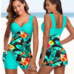 Showlu Fashion Store 0 Floral Plus Size Swimdress Set