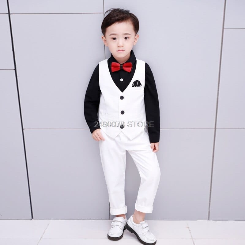 Showlu Fashion Store 0 Flower Boys White Blazer Wedding Suit Brand Kids Ceremony Formal Suit with Bowtie Flower Boys Party Tuxedos Costume Suit