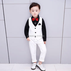 Showlu Fashion Store 0 Flower Boys White Blazer Wedding Suit Brand Kids Ceremony Formal Suit with Bowtie Flower Boys Party Tuxedos Costume Suit