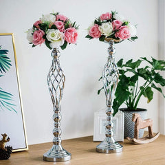 Showlu Fashion Store 0 Flowers Metal Candle Holders Wedding Metal Flower Centerpiece Flower Rack Flowers Vases Candlestick Table Stand Home Party Decor